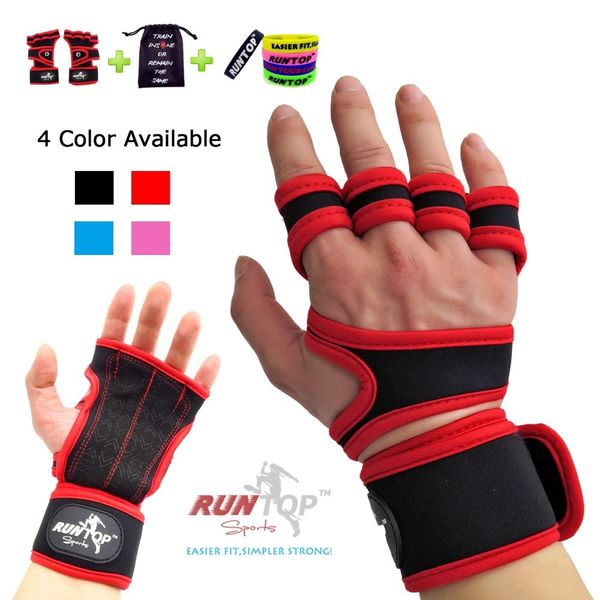 Runtop CrossFit Wods Eğitim Kavrama Eldiven Pad Bilek Wrap Brace Destek Egzersiz Spor Ağırlık Kaldırma Powerlifting Spor Erkekler Kadınlar Q0107