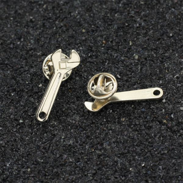 

new brooches fashion metal lapel pin suit boutonniere button wrench brooch pin vintage collar pin for men women shirts tips gift 201009, Gray