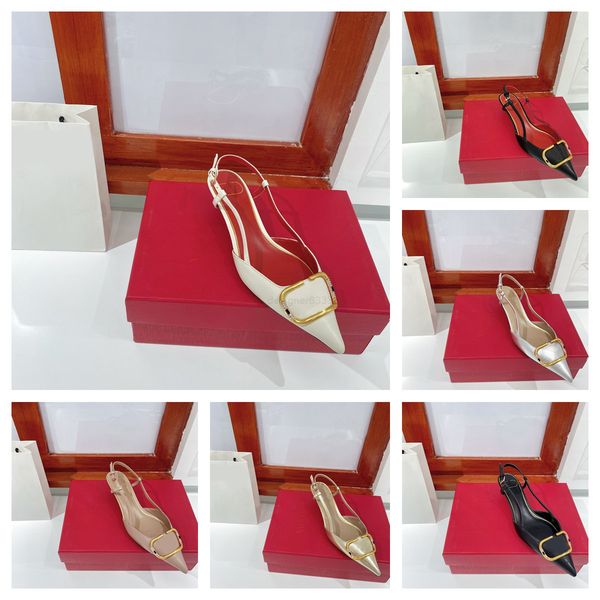 

signature sandals v designer women calf leather tie-back, Black