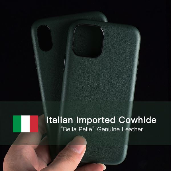 

italy bellapelle iphone 11/11 pro cases supercar cow genuine leather phone case for xs max xr back cover