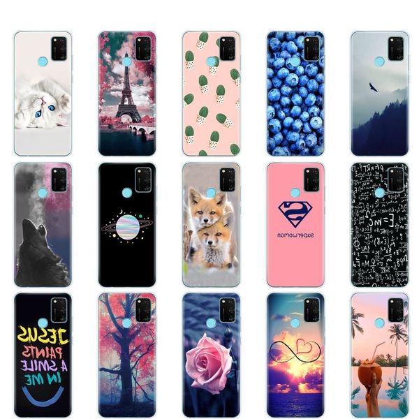 

case 6.3" soft tpu silicon phone cover for huawei honor 9a moa-lx9n coque funda shell skin shockproof cute cat