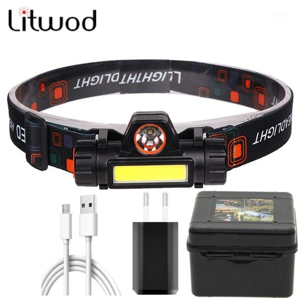 

headlamps portable mini lantern q5+cob led headlamp + 1 * built-in 18650 battery outdoor camping headlight gift box option z981