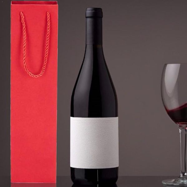 

gift wrap 10pcs wine bags bottle package paper bag with hangle portable carrier holder tote for xmas party favor