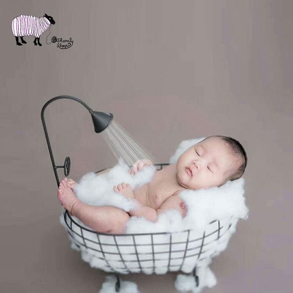 

caps & hats born baby pography props infant fotografia shoot accessories girl boy po iron bathtub basket foto, Yellow