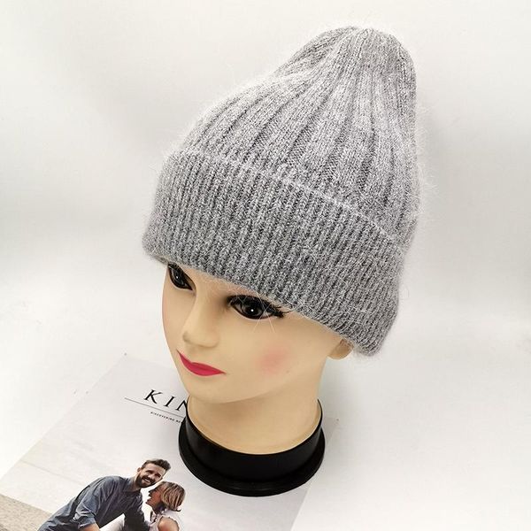 

beanie/skull caps [rancyword] simple fur beanie hat for women winter skullies warm wool cap gorros female, Blue;gray