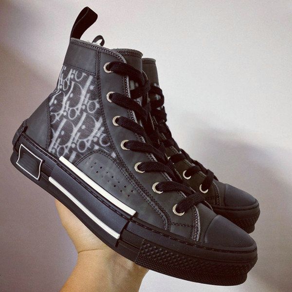 

20ss 19ss flowers technical canvas b23 b24 high sneakers in oblique mens brand b23 designer shoes women fashion sneakers