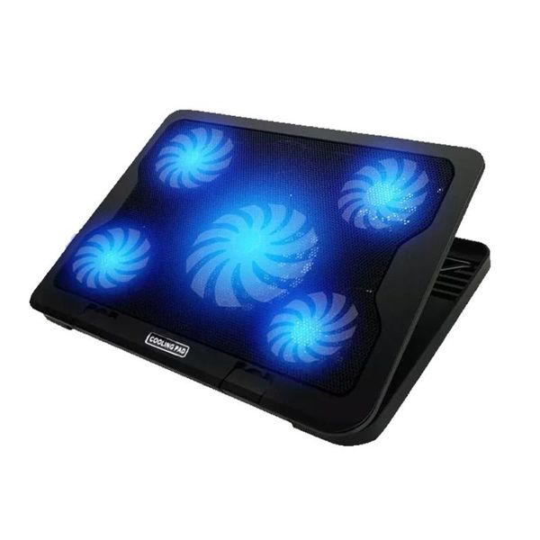 

gaming lapcooler cooling pad lapcooling base 5 silent led fans radiator notebook computer heat sink for home office