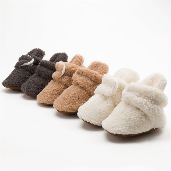 

baby socks winter baby boy girl booties fluff soft toddler shoes first walkers anti-slip warm newborn infant crib shoes moccasin y201009