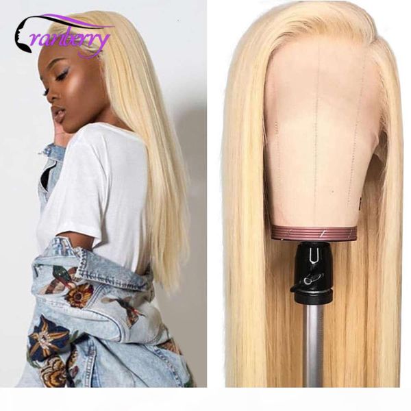 

cranberry 613 13x4 human hair wigs blonde front remy brazilian straight lace closure wig, Black;brown