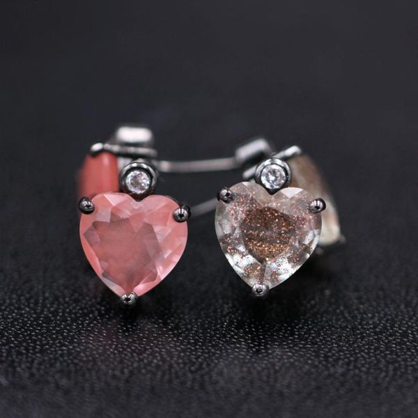 

stud heart shape earrings with cubic zirconia stone for women fashion jewelry black plated 2021 collection, Golden;silver