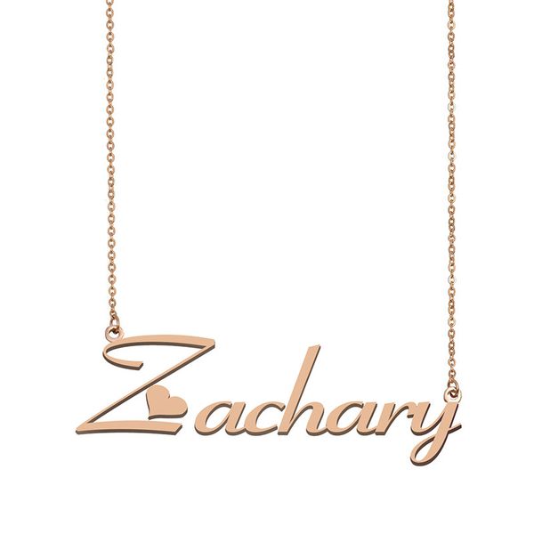 

zachary name necklace custom nameplate pendant for women girls birthday gift kids friends jewelry 18k gold plated stainless steel, Silver