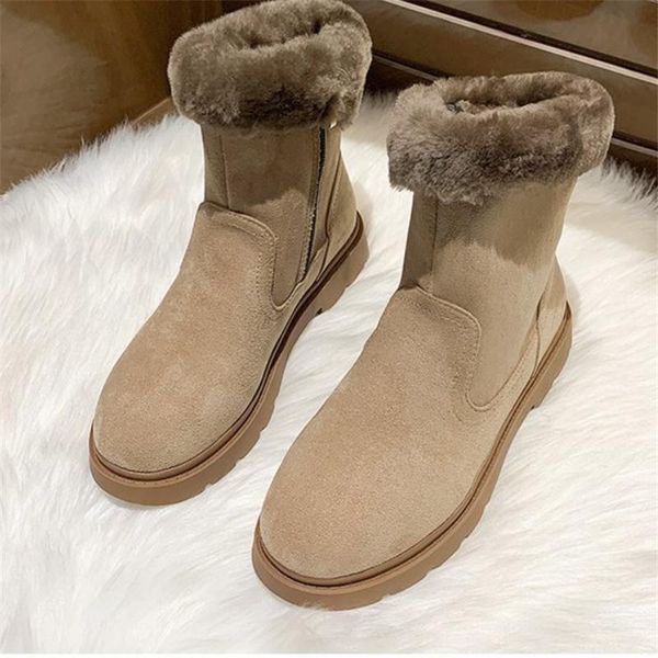 

nausk plus velvet short boots women's casual snow boots slopewarm ankle plush shoes warm women's, Black