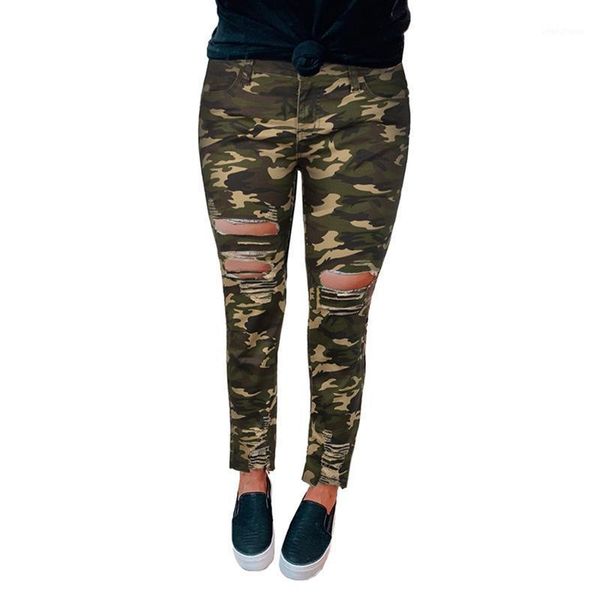 

jeans women fall/winter new style slimming camouflage holes retro tight-fitting denim trousers fashion skinny lady pants bottoms1, Blue