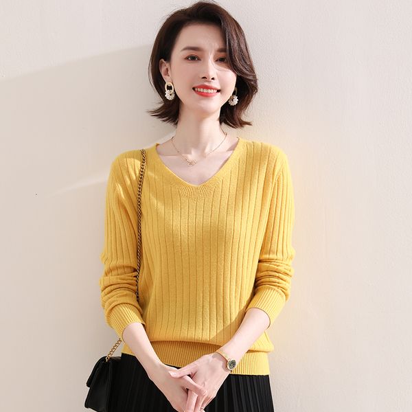 

2021 warm sales 6 female pullovers colors 100% pure meshed vneck sweaters winter standard wool clothes q6ha, White;black