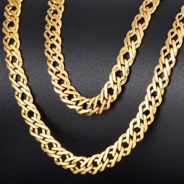 

double curb link chain mens necklace yellow gold filled fashion unique jewelry chain, Silver