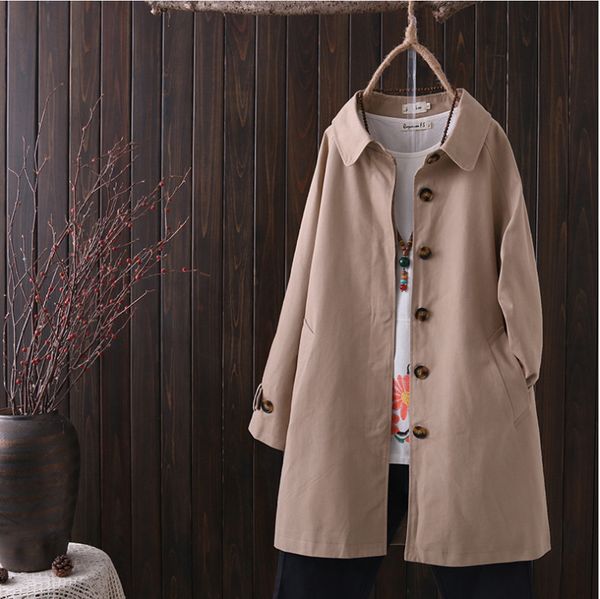 

2021 new n054 # fat plus size trench coat female beginning of the single autumn breasted lapel ctqk, Black;brown