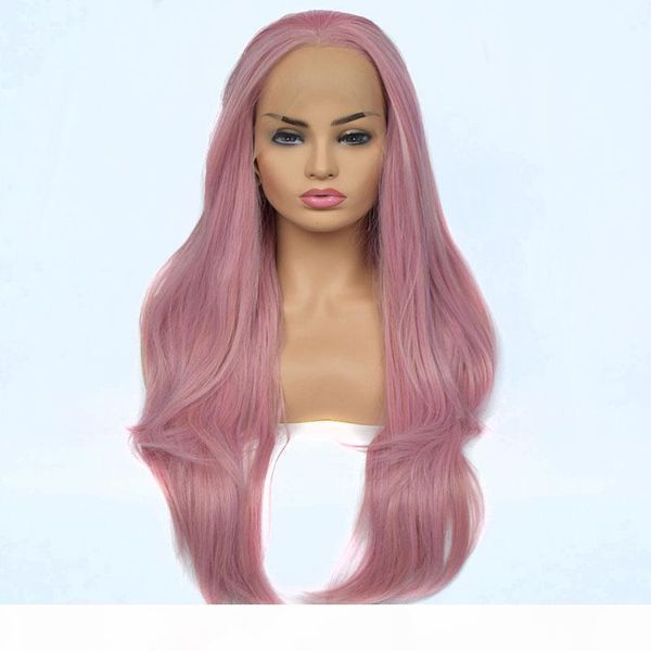 

pink lace front wigs synthetic hair natural wave glueless heat resistant fiber natural looking synthetic lace front wig mix living pink, Black;brown