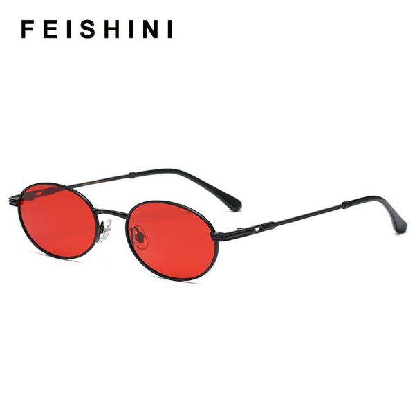 

feishini celebrity sunglasses women polarized designer original tiny metal oval fashion red drive glasses men retro, White;black