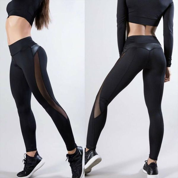 

женщины фитнес stretch поножи идущие gym спорт высокой талией тощий черные брюки брюки drop доставка хорошее качество, Black