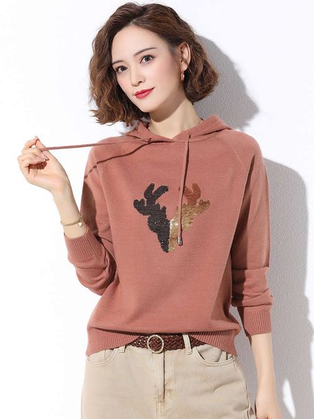 

40 year old women's sweater autumn winter middle aged mom casual loose hoodie new fashion in 2020, Black