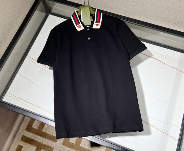 2022 polo da uomo di design di lusso estivo ~ taglia USA materiale misto cotone di alta qualità cuciture a righe design da uomo t-shirt a maniche corte con risvolto nero