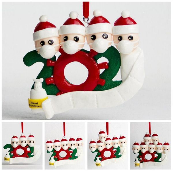 

2020 christmas tree ornament diy polymer clay family of 2 3 4 5 6 7 santa claus pendant ornament social distance party decoration