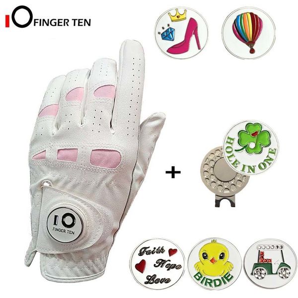 

womens golf gloves with ball marker and hat clip left right hand soft leather extra grip for ladies sizes  m l xl 201020, Blue;gray
