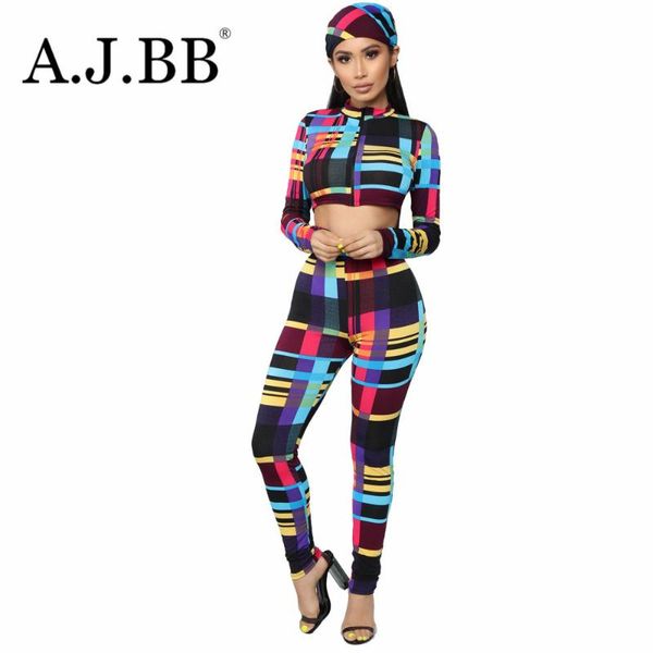 

autumn new fashion plaid print sport two piece suit slim v-neck long sleeve zipper coat and trousers women's set, Gray