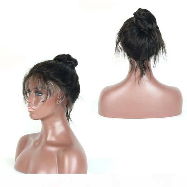 

new arrival 360 lace frontal human hair wigs with 360 full around baby hair body wave pre plucked brazilian peruvian malaysian wigs, Black;brown