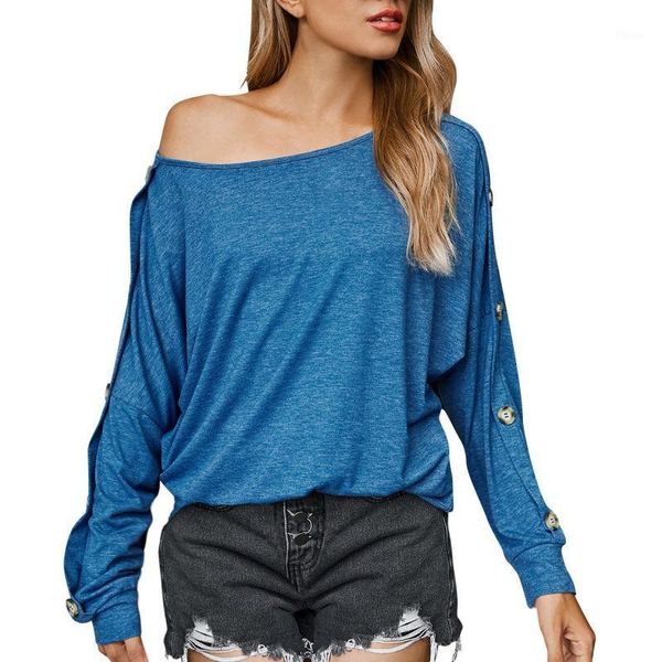 

ladies' solid-color long-sleeved fashion classic bat long-sleeved buttoned shirt girl elegant loose versatile, White