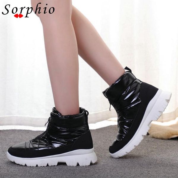 

sorphio female round toe waterproof ankle boots wedges casual brand short plush boots women casual winter shoes woman, Black