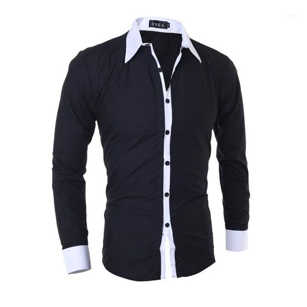 

markyi designer casual shirts 2017 new brand striped patched long sleeve mens dress shirts plus size 2xl11, White;black