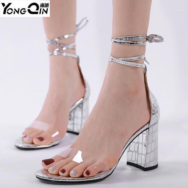 

sandals summer fashion high-heeled shoes lace-up thick heel women size 35-411, Black