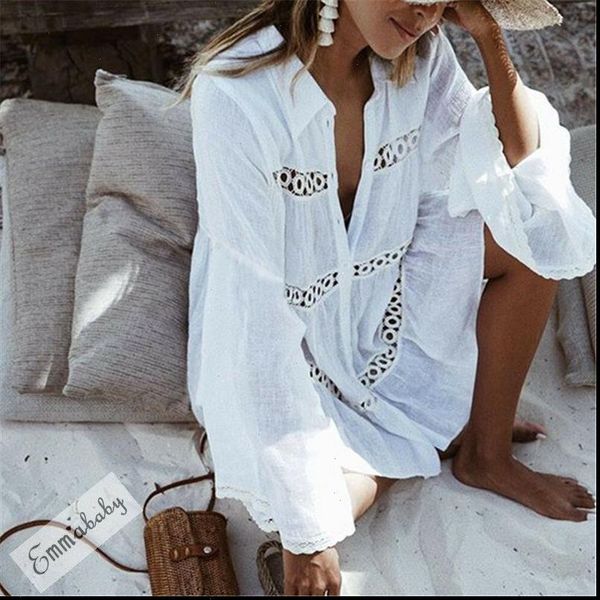 

2021 new women mini dress cover ups white flare long sleeve crochet bathing suit bikini swimwear cover up beach dress, Black;gray