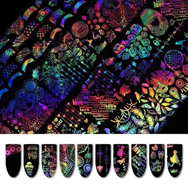 

foil laser christmas snowflake shell animal 4*20cm music nail art transfer sticker 8pcs/10pcs/12 pcs/16pcs