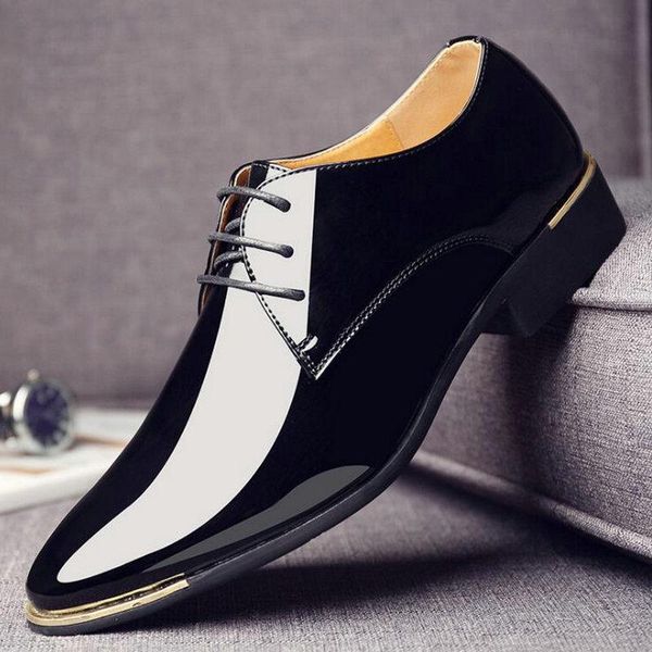 

newly men's quality black leather soft man dress shoes patent leather shoes white wedding size 38-48 a51-96