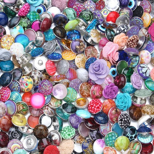 

10pcs/lot new snap button jewelry random flower resin snap buttons fit snap bracelet bangles button jllzkq