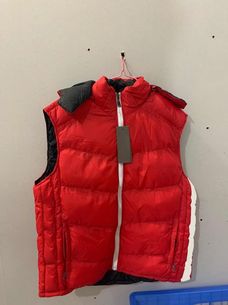 

3 stripes men down vests for men brand vest waistcoat winter coat with tags hat detachable sleeveless outdoor jacket ab wear clothing, Black;white