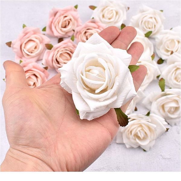 

7cm artificial wild rose of silk flower heads for wedding decoration diy wreath gift box scrapbooking craft fake sqcfeu
