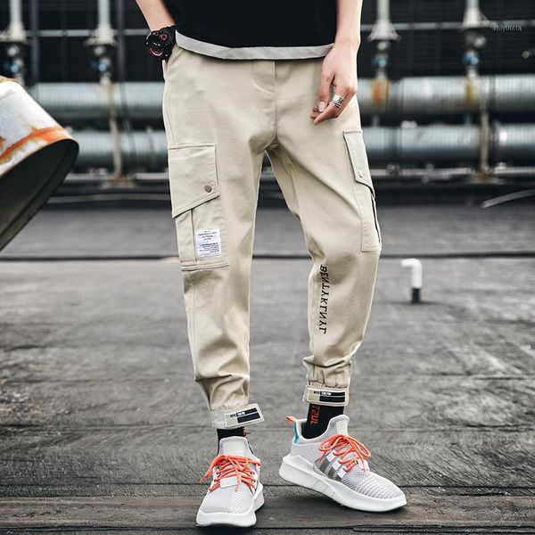 

men's fashion sports pants hip-hop casual running pants high street jogging new pocket1, Black