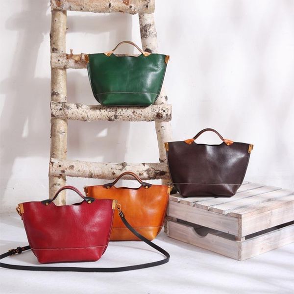 

original handmade vintage cowhide vegetable tanned leather handbag ladies hand messenger bag small bag satchels bags for women
