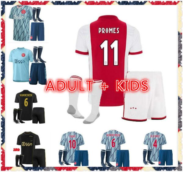 

20 21 ajax fc soccer jersey 2020 2021 kids promes van de beek david neres tadic ziyech afc ajax football shirts men +kids kit, Black