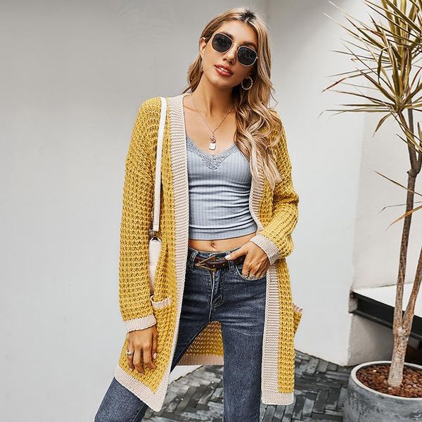 

autumn new knitted cardigan for women hollow out thick lady elegant cardigan loose long knitted sweater winter outwear, White