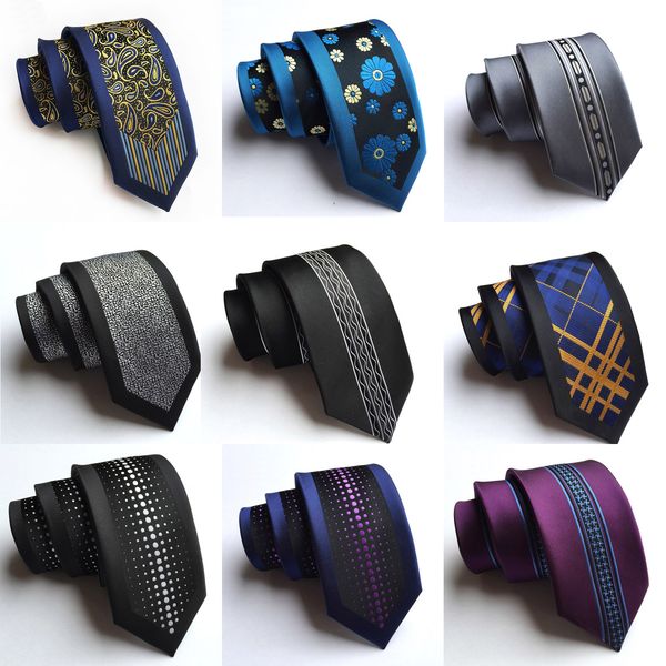 

новое прибытие silk для slim мужчины галстуки мода 6сма тощих нашивок dot цветочных шеи галстук для мужчин тканого формальной одежды бизнеса, Black;blue