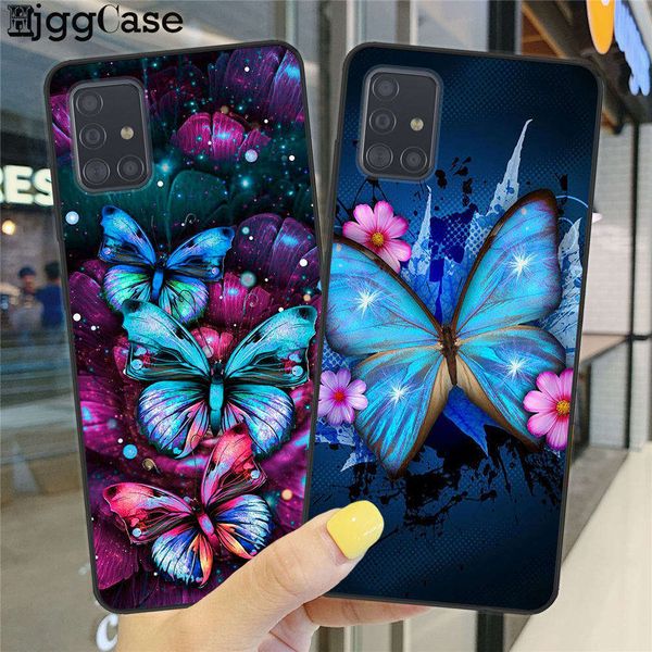 

rfbgsoft silicon sheath of samsung mobile phone, butterfly back cover of galaxy a10, a20, a30, a40, a50, a70, a51, a71, s20 ultra plus, bl
