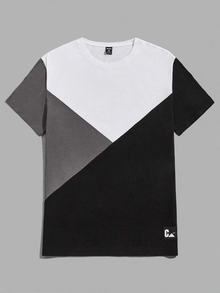 

romwe guys colorblock tee h7fx#, White;black