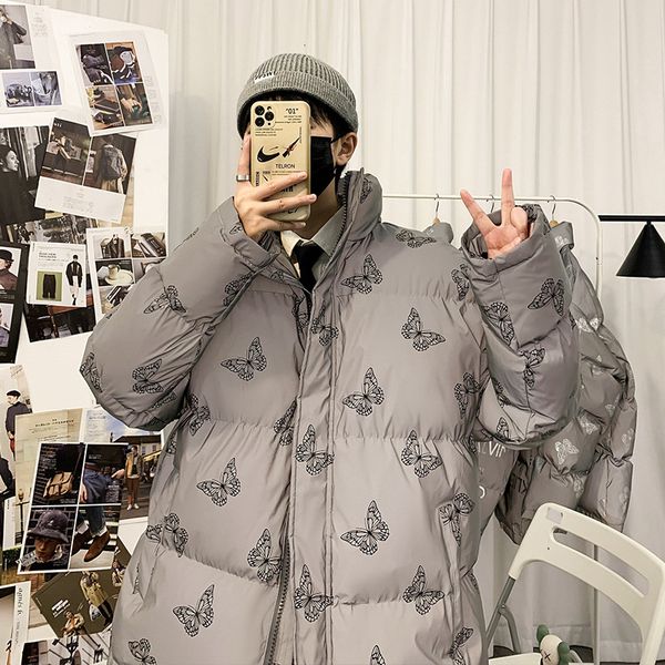 

men's winter thick reflective plus size fat bread down cotton padded jacket, Black