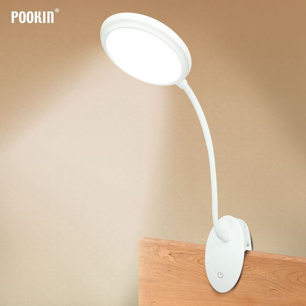 

usb rechargeable led desk lamp flexible gooseneck touch dimming table lamp clip on lamp for book bed and computer 3 color modes 1020