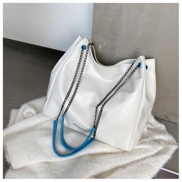 

large chain tote bags for women 2020 solid color shoulder crossbody bag female travel handbags fashion cross body bag sac