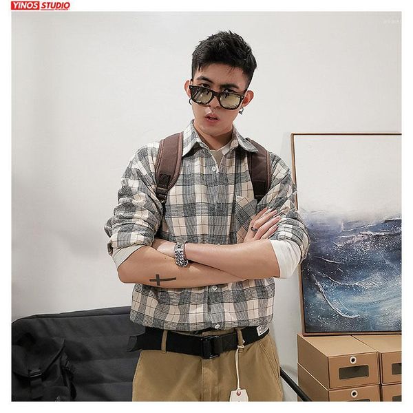 

dropshipping spring men streetwear striped shirts 2020 mens japanese fashions casual plaid kimono male shirts1, White;black